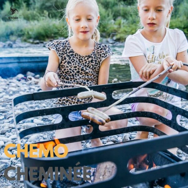 CHIMO Brasero modulable 4 en 1 : brasero, barbecue, plancha et tabouret