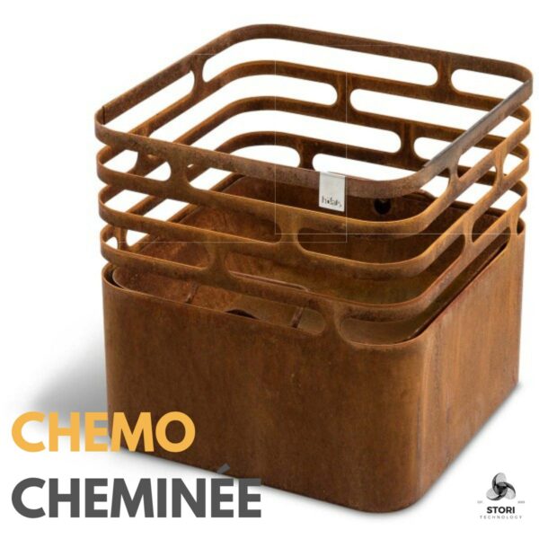 CHIMO Brasero modulable 4 en 1 : brasero, barbecue, plancha et tabouret
