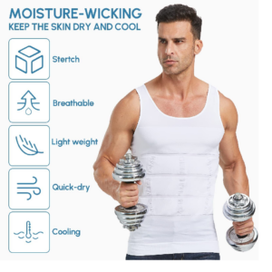 Débardeur de Compression pour hommes, gilet amincissant modelant le corps- Moyenne - Blanc