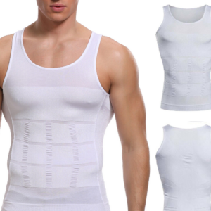 Débardeur de Compression pour hommes, gilet amincissant modelant le corps- Moyenne - Blanc